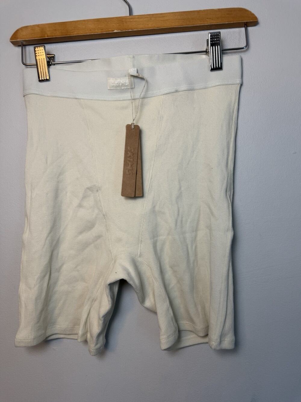 Skims Women's Cotton Rib Boxer Bone Sz M NWT $36